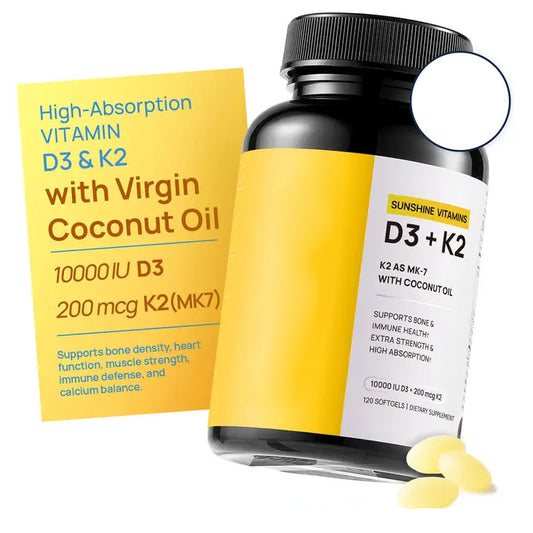 Custom Supplement Vitamin D3 K2 Bone Support Coconut Oil Softgel Manufacturer