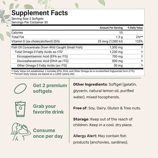 Custom Supplement Omega 3 Fish Oil Heart Wellness Support Softgels Manufacturer